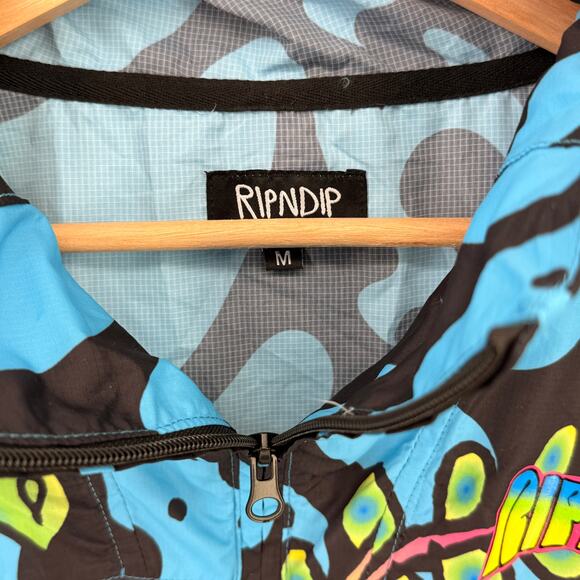 RIPNDIP Lord Nermal Cat Mushroom Psychedelic Windbreaker Hoodie Men's Sz Medium - Picture 7 of 10